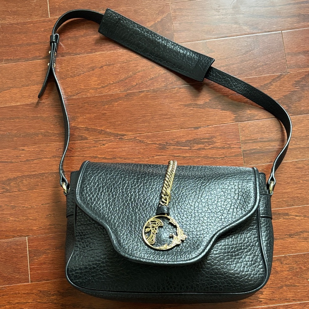 Versace Collection Black and Gold Shoulder Bag